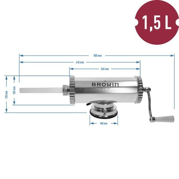 Ковбасний наповнювач Browin 1,5 кг горизонтальний з насадками 311009 фото