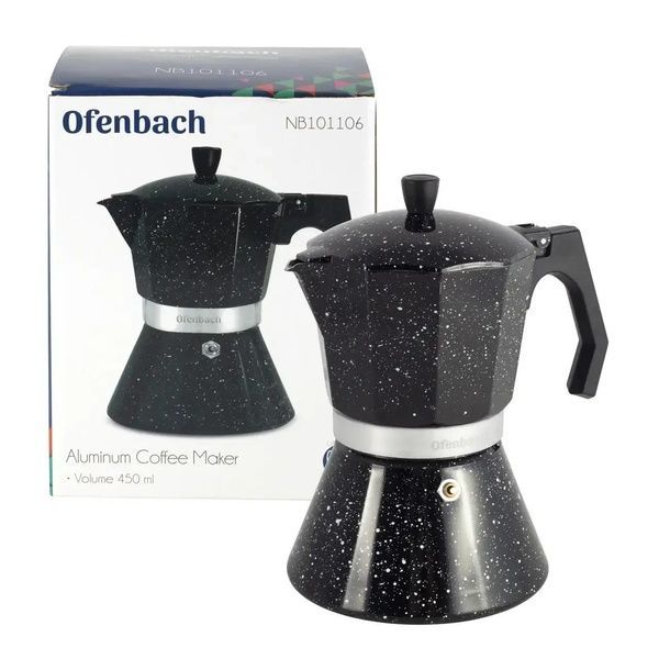 Гейзерная кофеварка 450 мл из алюминия для молотого кофе Ofenbach 101106 фото